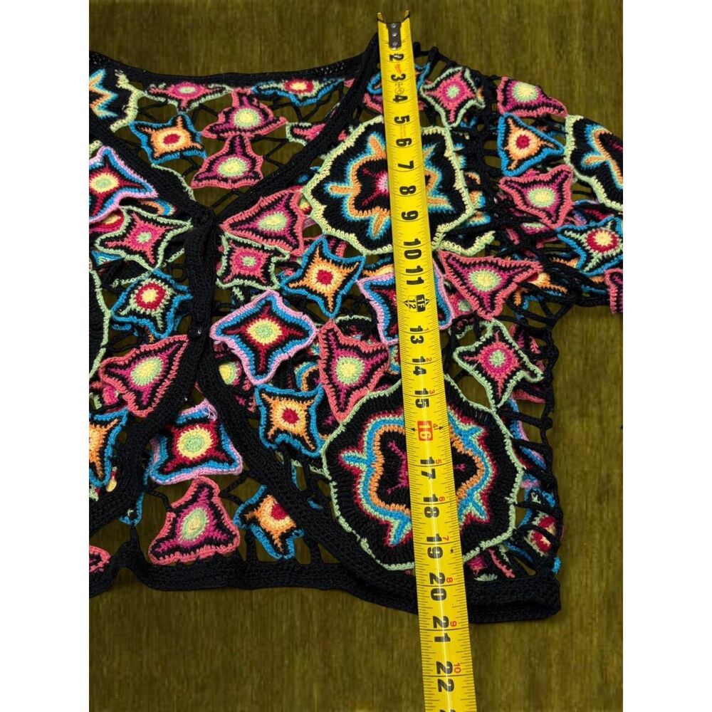 Norm Thompson Y2K Festival Crochet Rainbow Rave Summer Cardigan - Picture 8 of 8